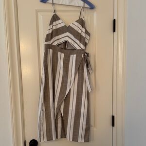 Express Brown and White Striped Dress